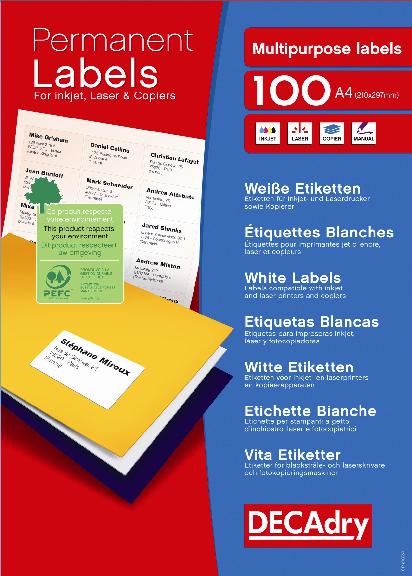 DLW1734 Etiquettes blanches multi-usage 99,1 x 67,7 mm