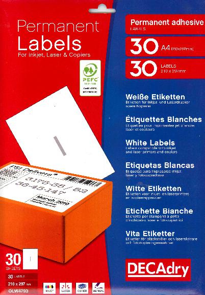 OLW4793 Multipurpose white labels