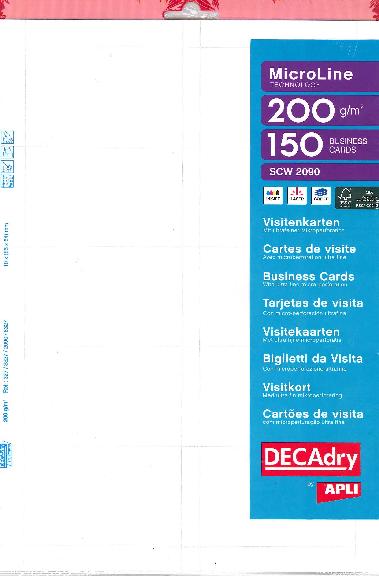 SCW2090 Multipurpose business cards MicroLine